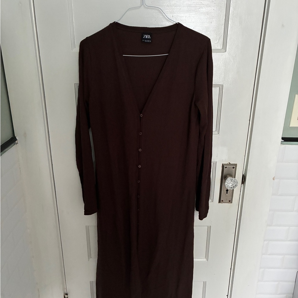 Zara Dark Brown Long Sleeve Dress